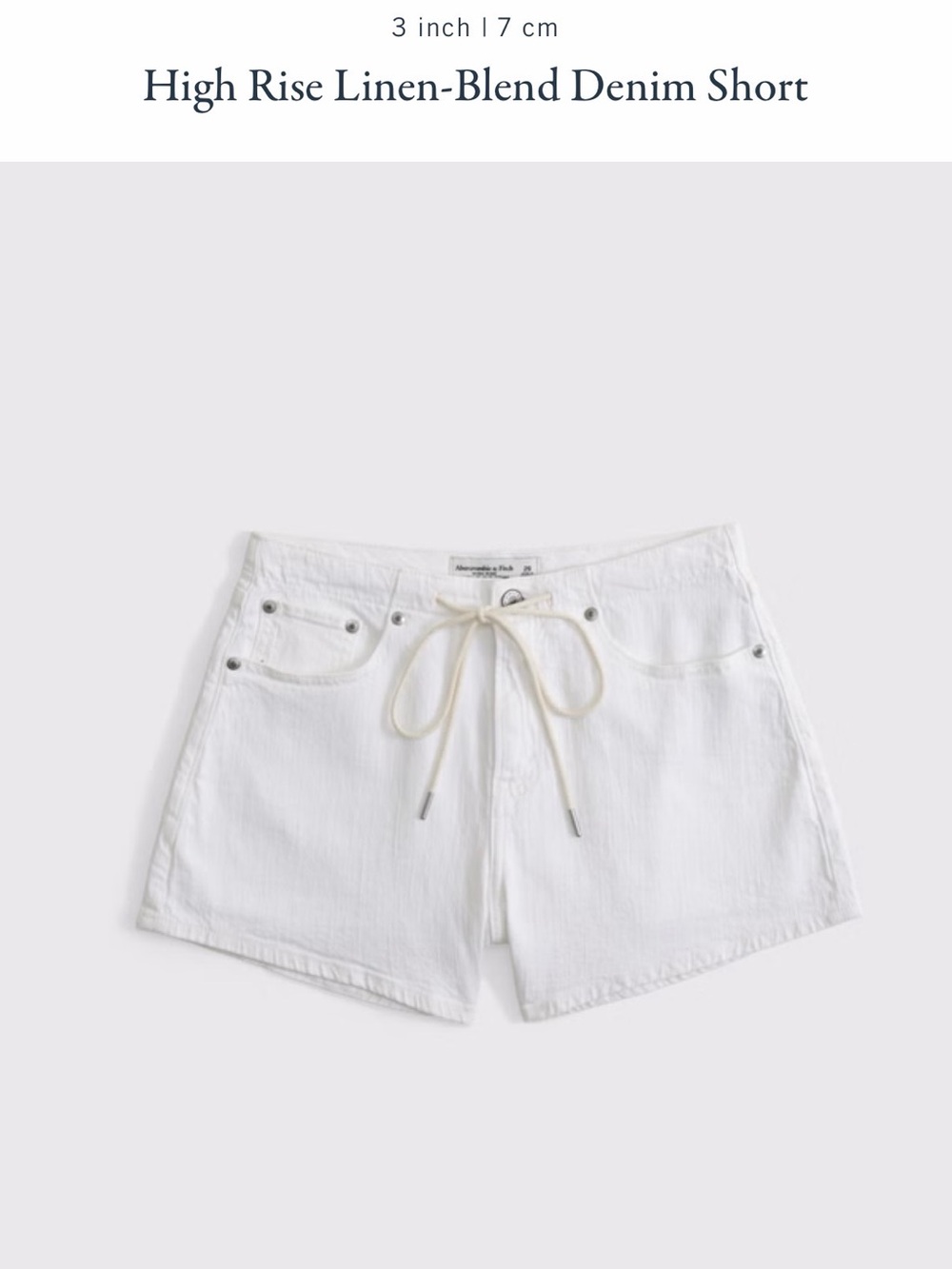 Abercrombie & Fitch White High-Rise Linen-Blend Denim Shorts